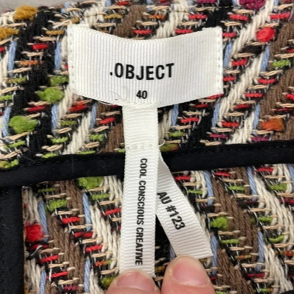 .OBJECT Tweed Skirt Mini Colorful Red Cream Size 40 - Picture 15 of 17